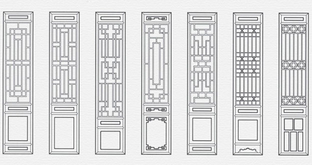 清苑常用中式仿古花窗图案隔断设计图